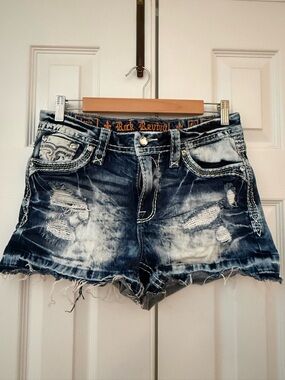 Rock Revival Washed Black Distressed Jean Shorts